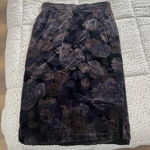 Vintage Velvet Floral Pencil Skirt